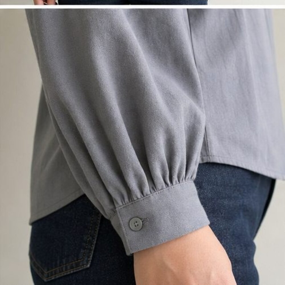 Gray Button Blouse - Picture 5 of 6